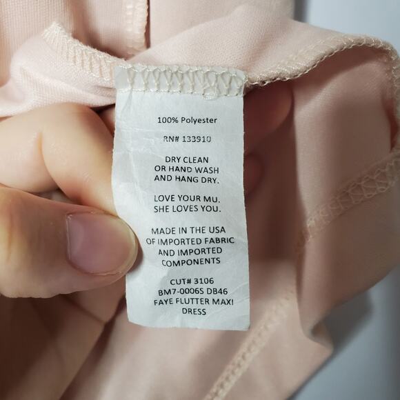 MuMu dress pastel pink feminine flowing dress bridesmaid formal dress cream L - Picture 8 of 10